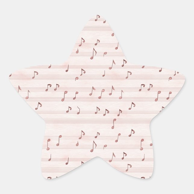 Sticker Étoile Feuille de notes de musique rose (Devant)