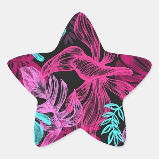 Sticker Étoile Feuilles tropicaux (Devant)