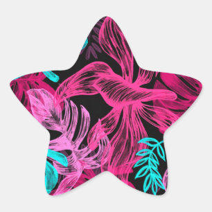 Sticker Étoile Feuilles tropicaux