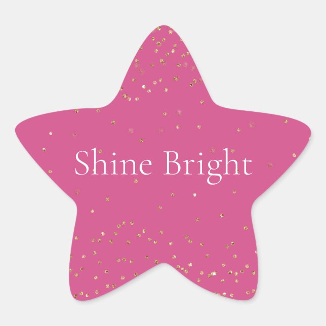 Sticker Étoile Fille Rose Or Glitzy Confetti Étincelle (Devant)