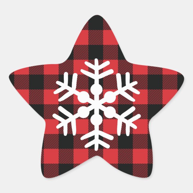 Sticker Étoile Flambeau de neige de Buffalo plaid (Devant)