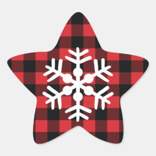 Sticker Étoile Flambeau de neige de Buffalo plaid