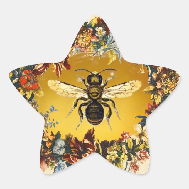 STICKER ÉTOILE FLEURS DE PRINTEMPS HONEY BEE / BEEKEEPER STAR (Devant)