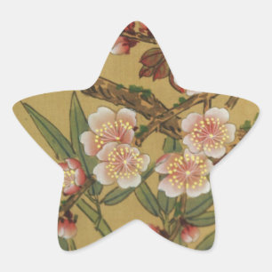 Sticker Étoile Fleurs vintages de cerises Fleurs japonaises asiat