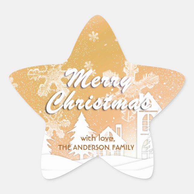 Sticker Étoile Flocons de neige dorés de la Maison Blanche Joyeux (Devant)