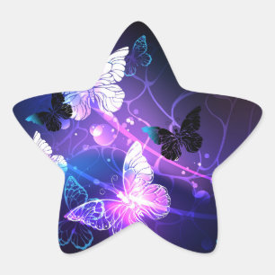 Sticker Étoile Fond avec papillons de nuit