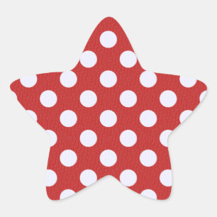 Sticker Étoile Fond de fractales rouges avec pois blancs en fract