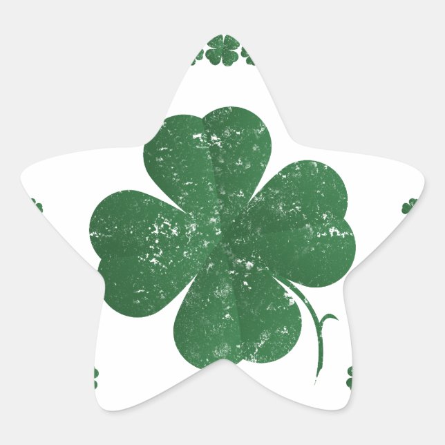 Sticker Étoile Four Leaf Clovers - style vintage (Devant)