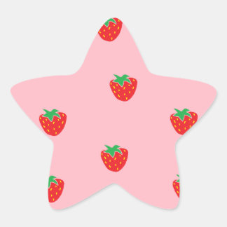 Sticker Étoile Fraises rose