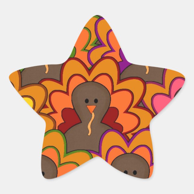 Sticker Étoile Fun Colorful Thanksgiving (Devant)