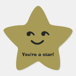 Sticker Étoile Fun Gold Happy Smiling Face Vous êtes une école d'