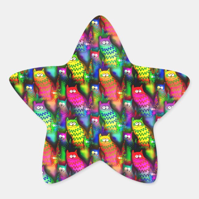 Sticker Étoile Funny Cats Motif-54578 (Devant)