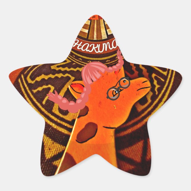 Sticker Étoile Funny Elegant Giraffe Accessoré Style Africain (Devant)