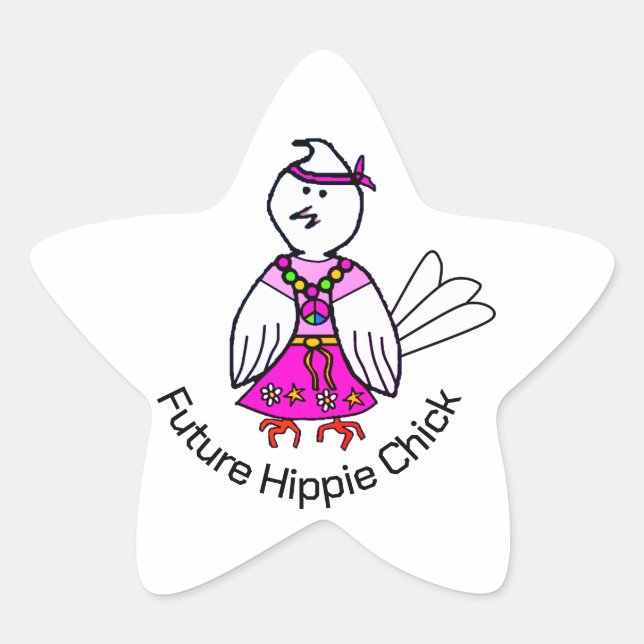 Sticker Étoile Futur Hippie Chick (Devant)