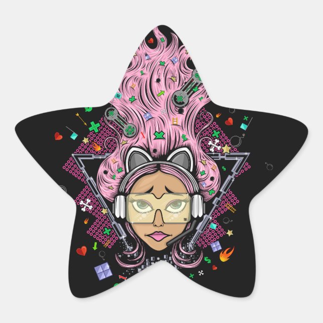 Sticker Étoile Gamer fille (Devant)