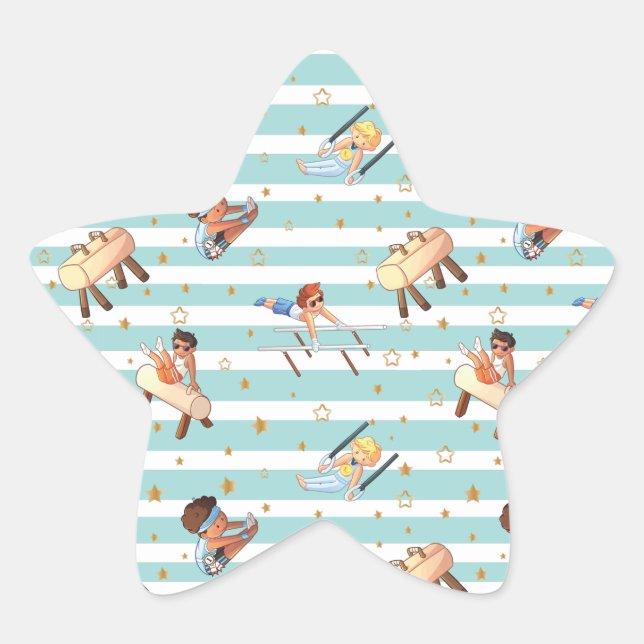 Sticker Étoile Garçons Gymnastique Anneaux Parallel Bars Pommel H (Devant)