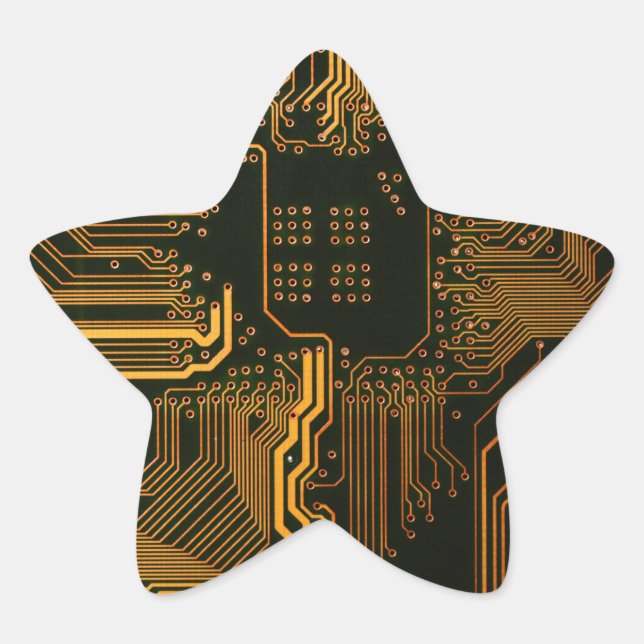 Sticker Étoile Geek Sortie carte circuit électronique orange PCB  (Devant)