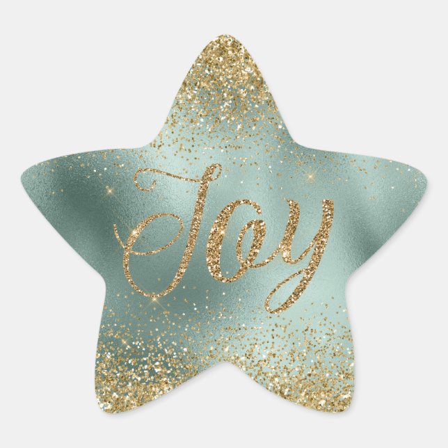Sticker Étoile Glam Aqua Green Gold Parties scintillant Joy (Devant)