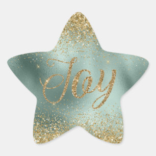 Sticker Étoile Glam Aqua Green Gold Parties scintillant Joy