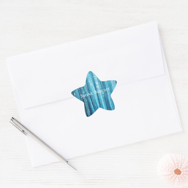 Sticker Étoile Glam Aqua Sparkle Stripes (Enveloppe)