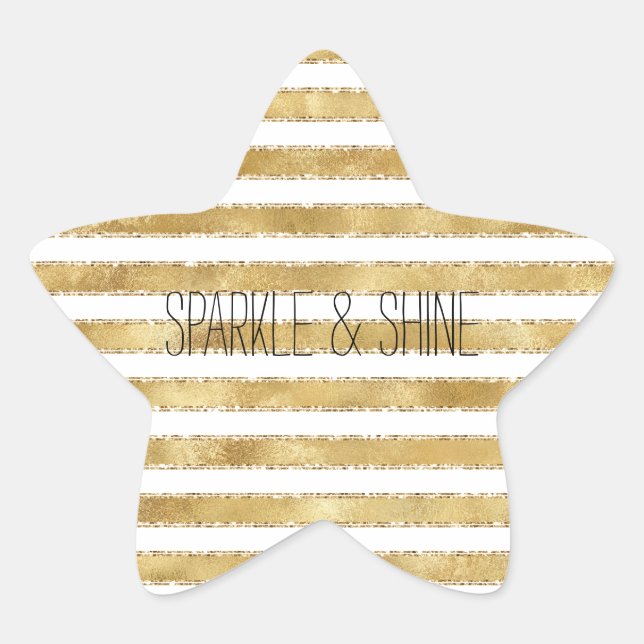 Sticker Étoile Glitzy Gold White Glam Parties scintillant raypes (Devant)