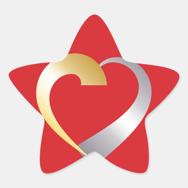 Sticker Étoile Gold et argent Valentine Heart (Devant)