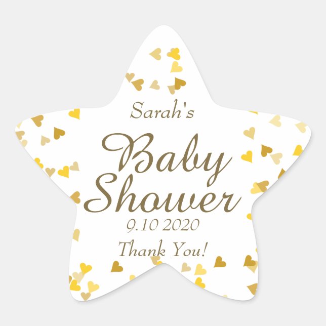 Sticker Étoile Gold Love Hearts Baby shower / Sprinkle / Couples (Devant)