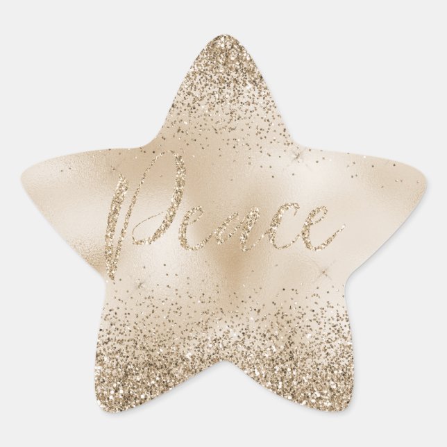 Sticker Étoile Gold Luxe Parties scintillant Peace (Devant)