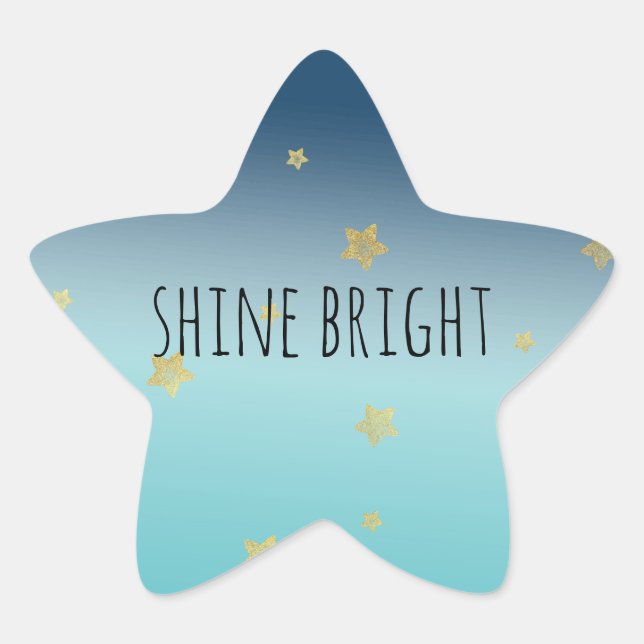 Sticker Étoile Gold Stars Aqua Blue Ombre devis personnalisé (Devant)