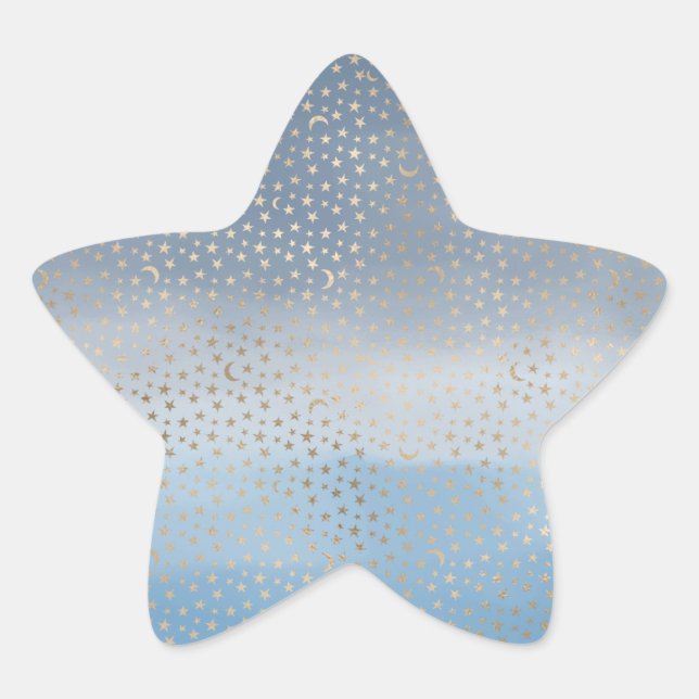 Sticker Étoile Gold Stars Moons Blue Ombre (Devant)