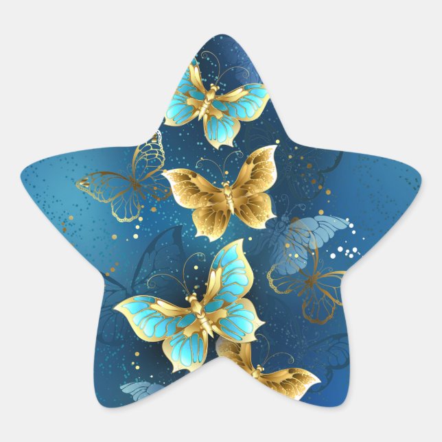 Sticker Étoile Golden butterflies (Devant)