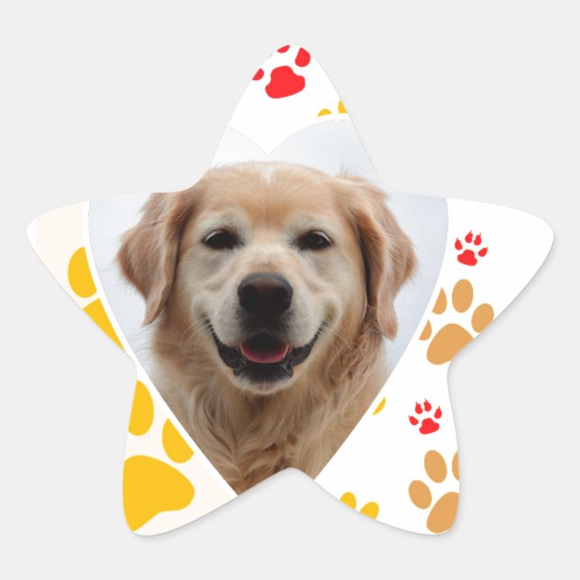 Sticker Étoile Golden Retriever Chien Coeurs Pâtes Imprimer (Devant)