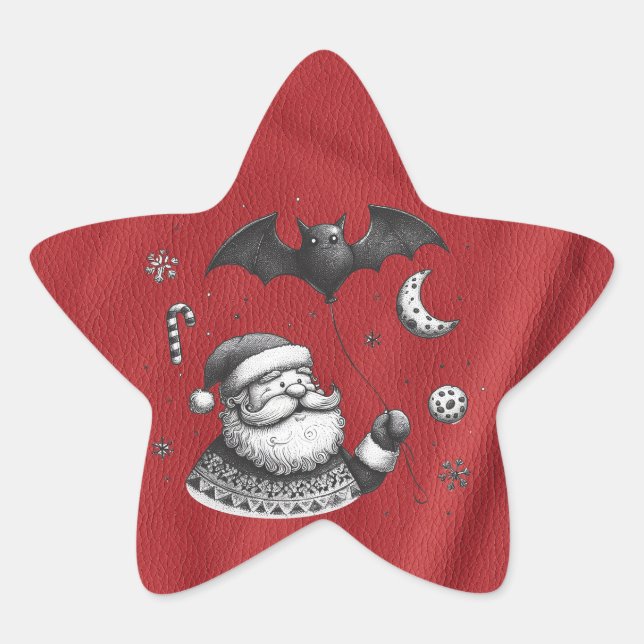 Sticker Étoile Griffes du Père Noël Rouge (Devant)