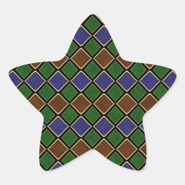 Sticker Étoile Grille Diamant Arlequin : Harmonie Texturée (Devant)
