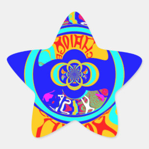 Sticker Étoile Groove Psychedelique : Énergie Abstraite Pop Art
