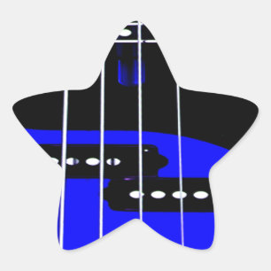 Sticker Étoile Guitare artistique bleu et noir