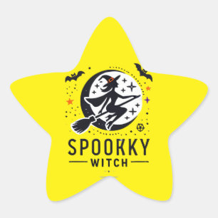 Sticker Étoile Halloween Conception de sorcière Éffrayante - Vol