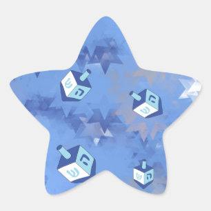 Sticker Étoile Happy Hanoukka Falling Stars and Dreidels