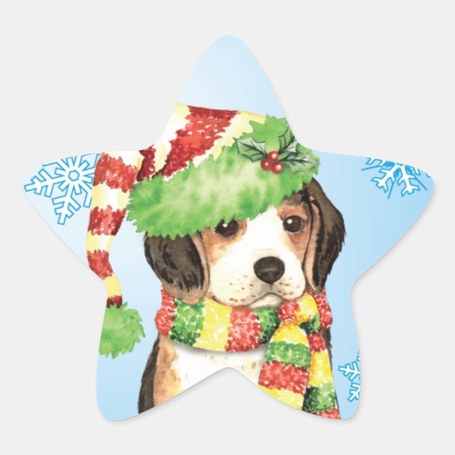 Sticker Étoile Happy Howliday Beagle (Devant)