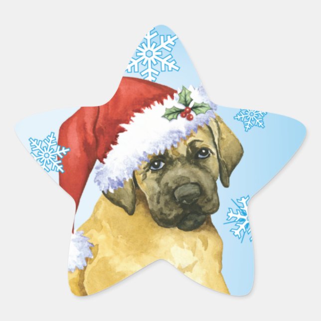 Sticker Étoile Happy Howlidays Mastiff (Devant)