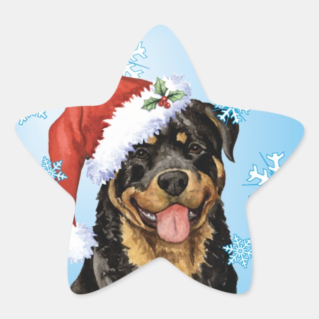 Sticker Étoile Happy Howlidays Rottweiler (Devant)