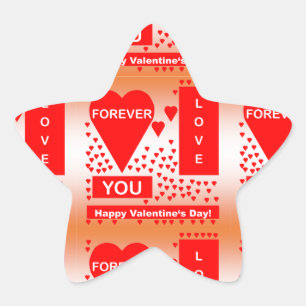 Sticker Étoile Happy Valentine's Day Text Forever Love Hearts Red