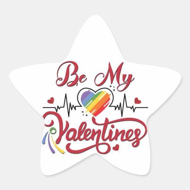 Sticker Étoile Heartbeat pride Heart, My valentine (Devant)