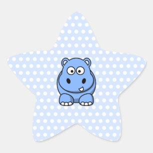 Sticker Étoile Hippo bleu mignon