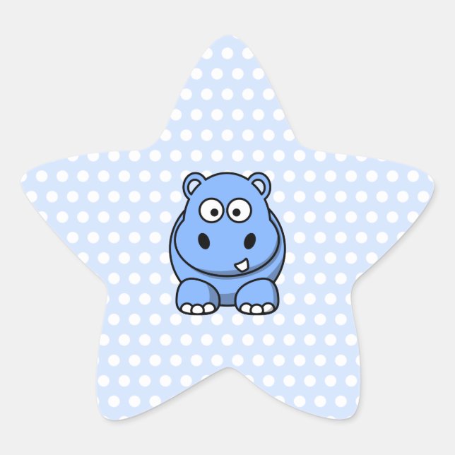 Sticker Étoile Hippopotame Bleu Mignon (Devant)