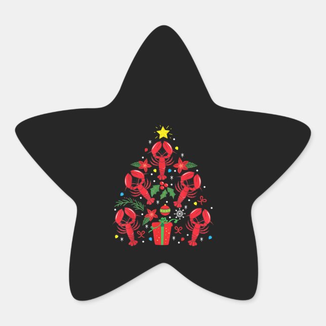 Sticker Étoile Homard Noël Ornament Arbre Drôle Noël Cadeau (Devant)