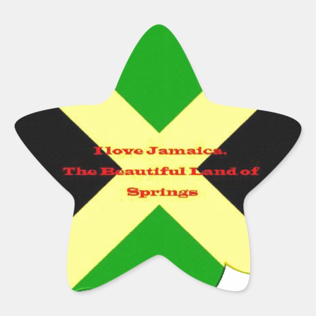 Sticker Étoile I Love Jamaica Text on Flag Art Print (Devant)