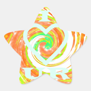 Sticker Étoile I Love Surf : Belle Florale avec Cool Texte Art