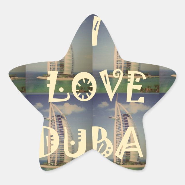 Sticker Étoile Iconic Dubai : "I Love Dubai" Vector Graphisme (Devant)