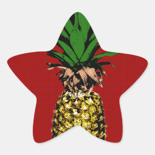 Sticker Étoile Image Newsprint ananas